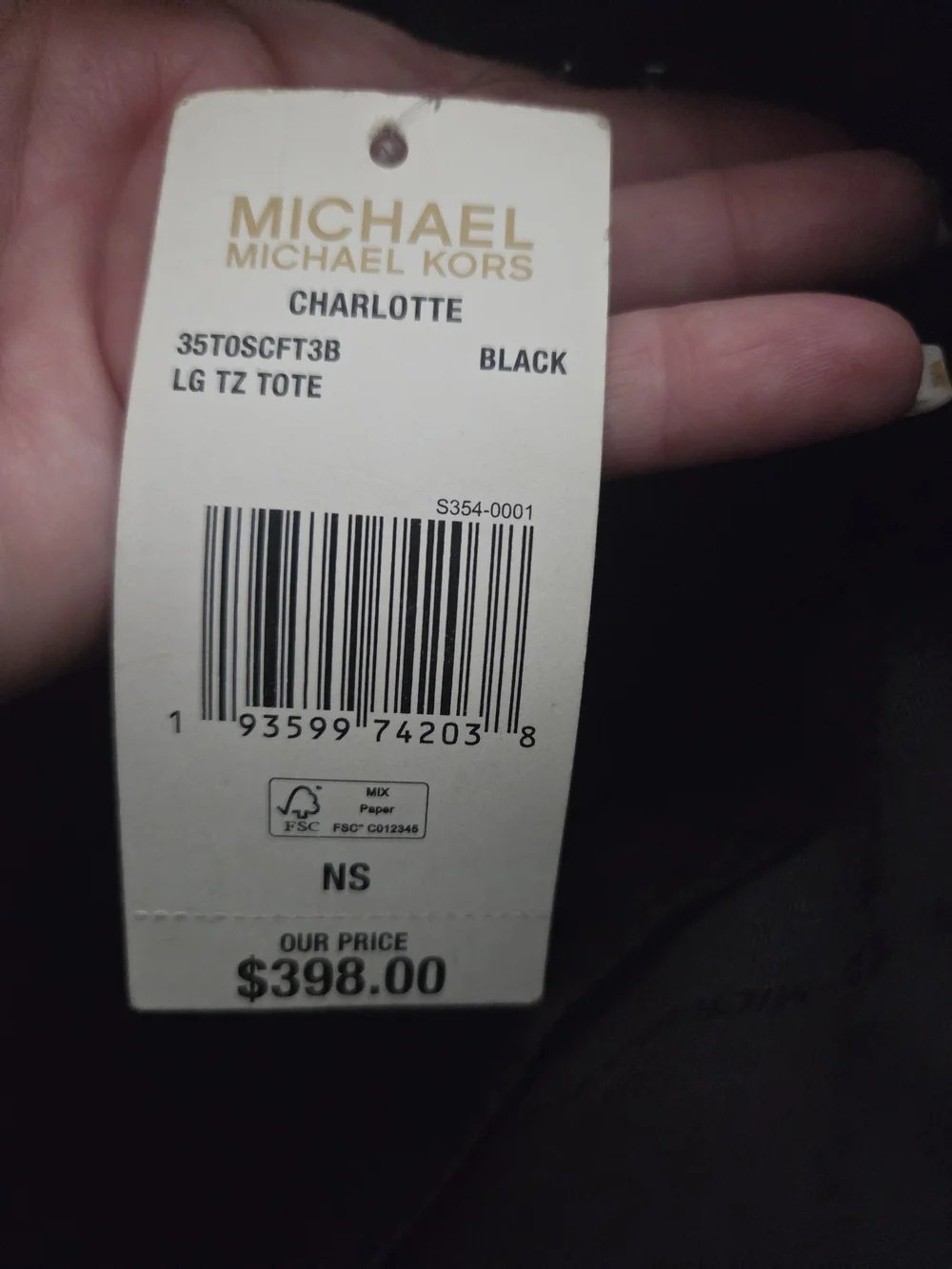 Michael Kors Black MK Monogram Tote with Silver Charm